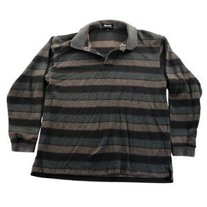 Ashworth Harry Logan Mens Rugby Polo Shirt Medium Striped Long Sleeve Casual